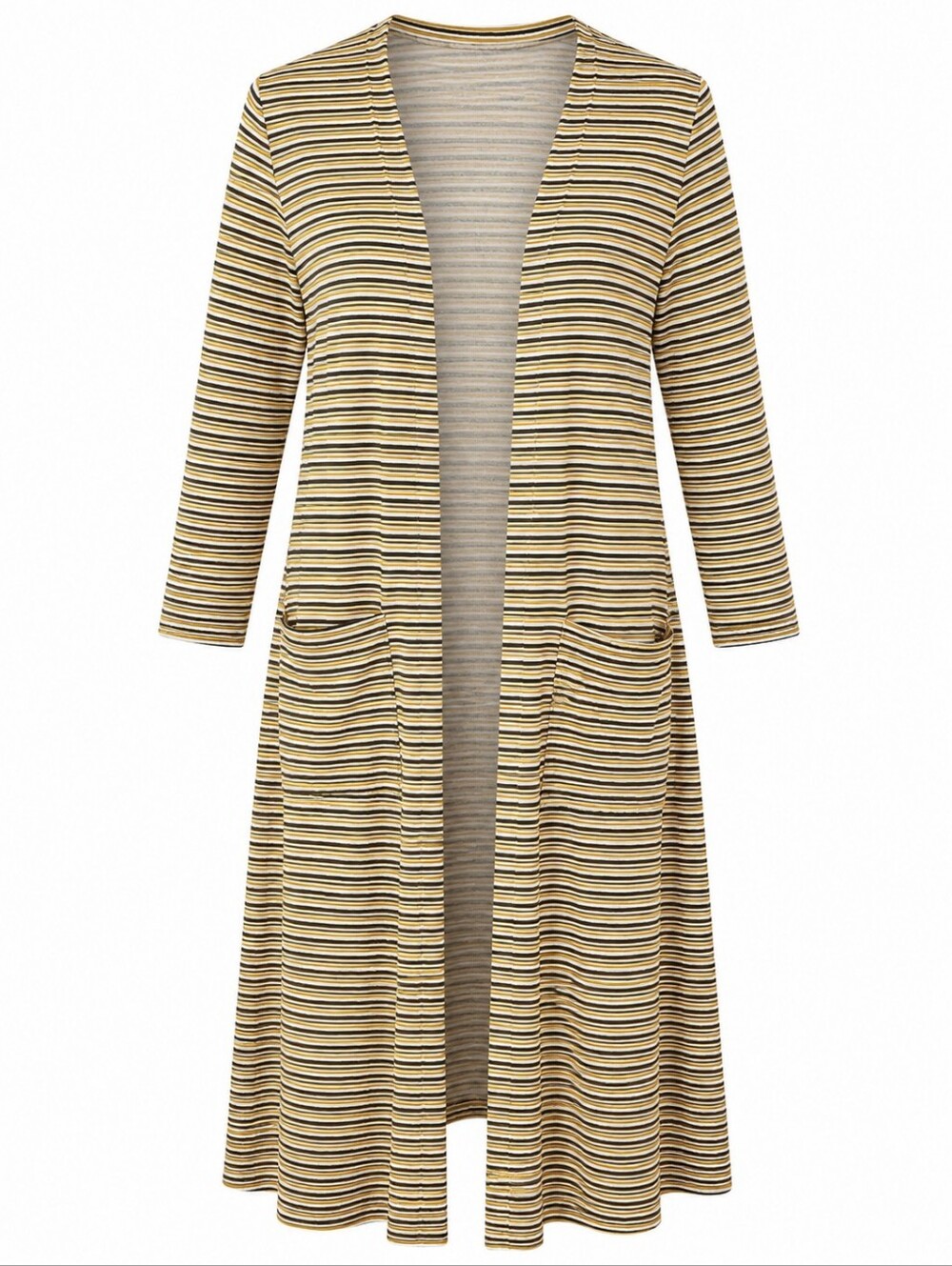 LULAROE | Sarah Longline Layering Duster Yellow White Black Stripe Pockets‎ | M